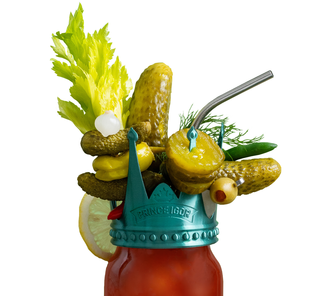 The Prince's Pickle Extreme Caesar made with Prince Igor Extreme Pickle Flavoured Vodka